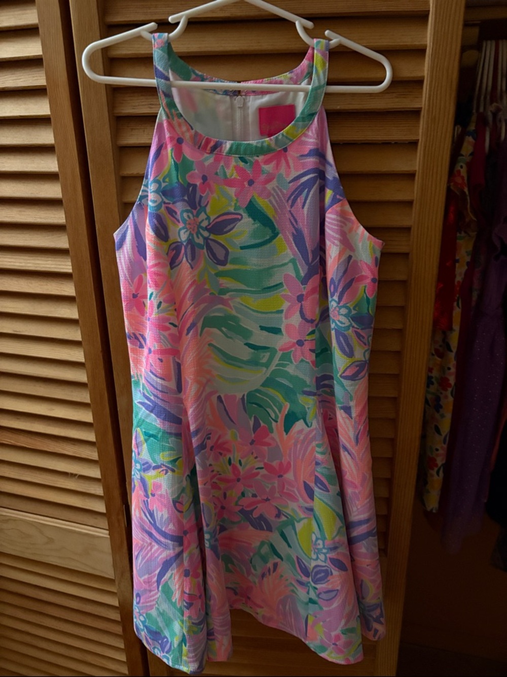 Lilly Pulitzer Girls Tropical Floral A-Line Sundress in Pink, Green & Blue
